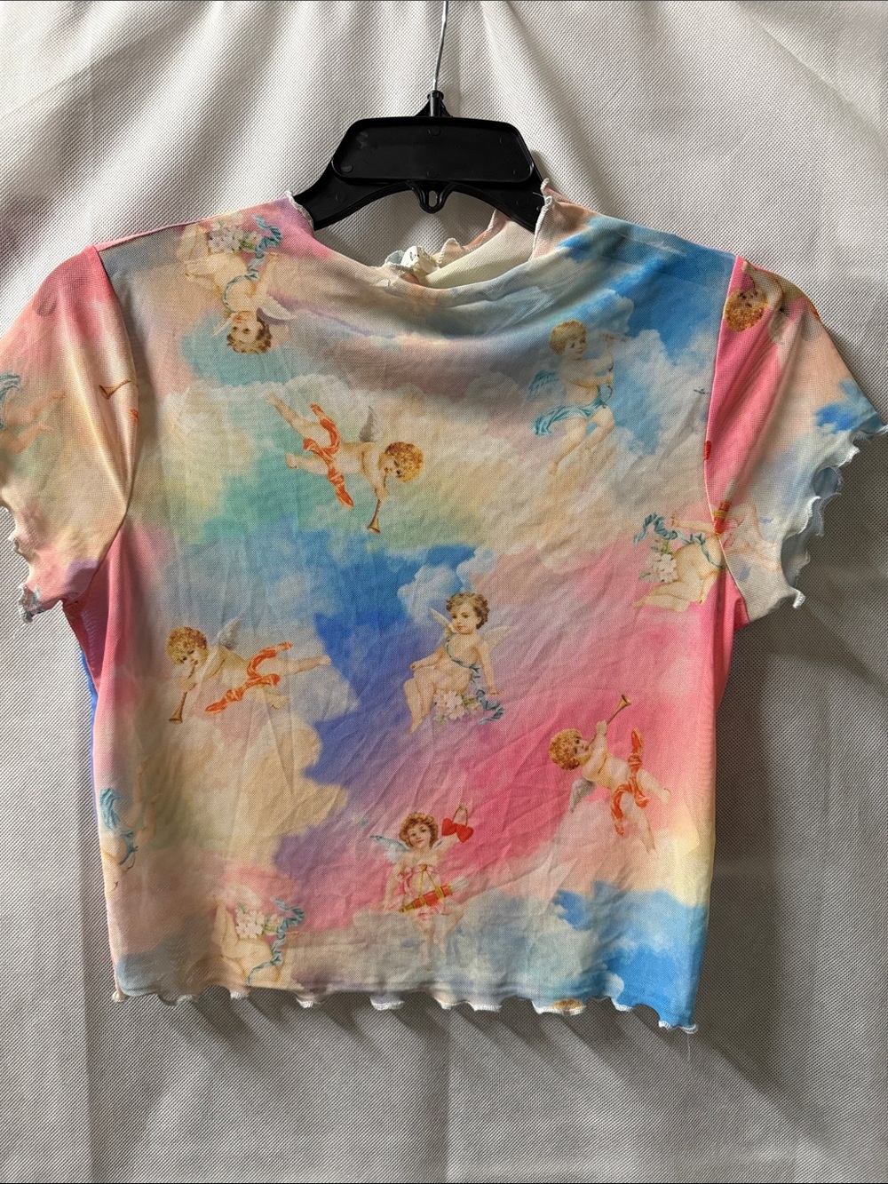 Better Be Pastel Rainbow Cherub Crop Tee - Pink, Blue, Yellow